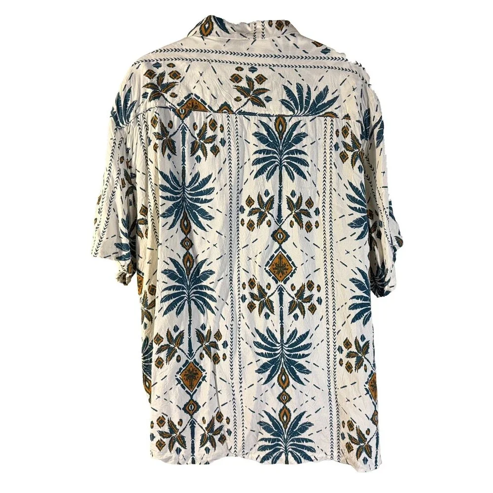NO BOUNDARIES Men's Short Sleeve Button Down Floral Shirt White‎ 3XL